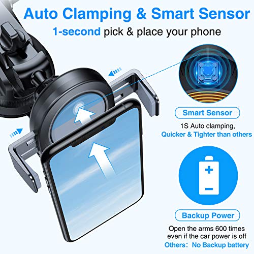 VANMASS 15W Wireless Car Charger Mount, Leading Electric Automatic Clamping Dashboard Air Vent Windshield Phone Holder, Fast Charging Compatible iPhone 12 11 Pro Max Xs X,Samsung S21 S20 S10 Note 20