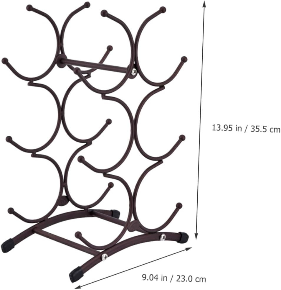 Mobestech Detachable Vintage Iron Wine Rack 6-Bottle Holder Countertop Wine Storage Display Stand for Home Dining Room in Matte Antique Copper
