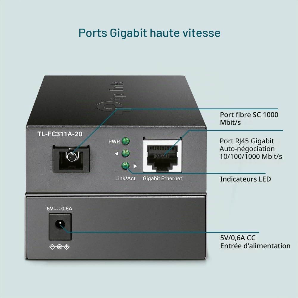 TP-Link TL-FC311A-20 Convertisseur de média Gigabit WDM