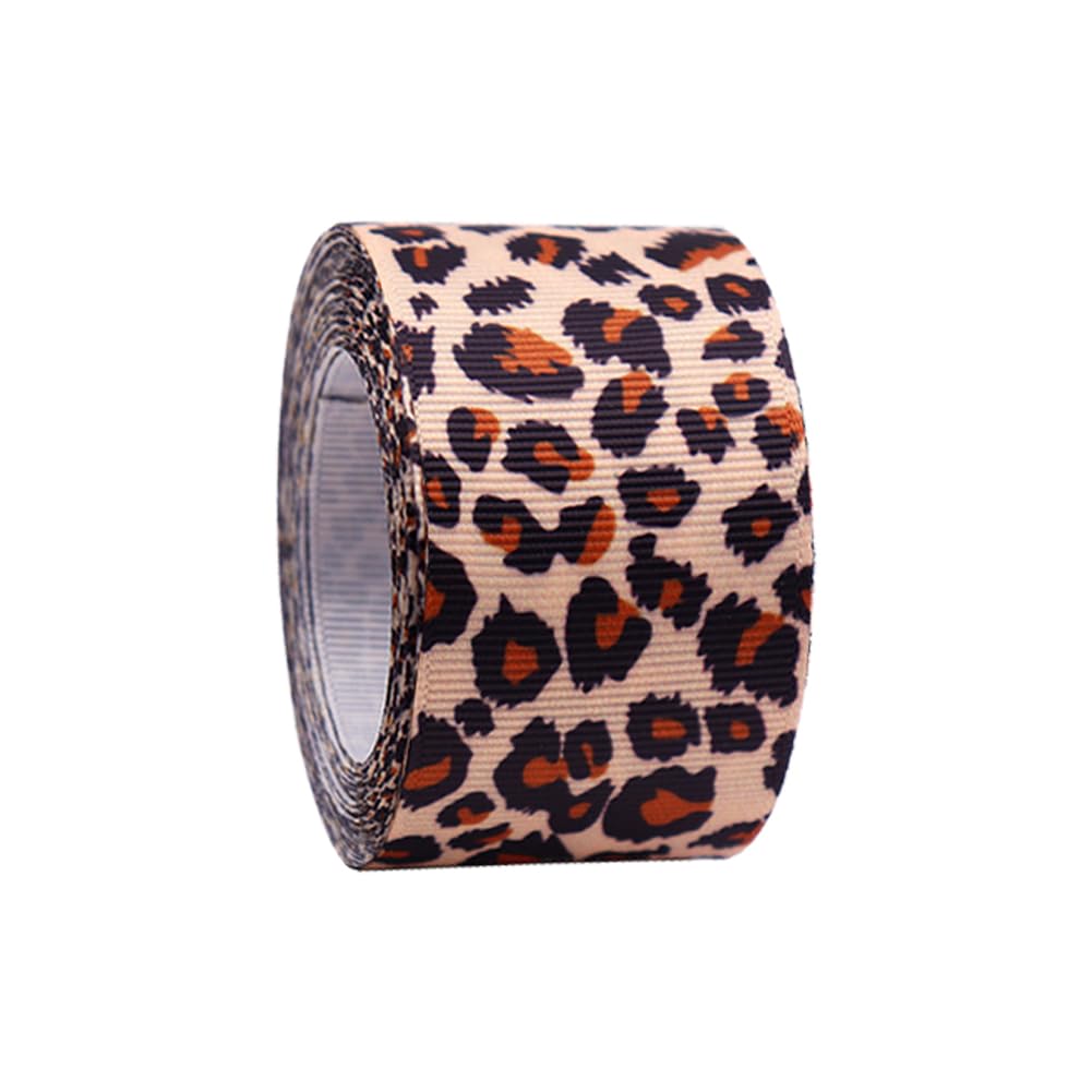 FSSTUD 10 Yards Leopard Print Grosgrain Ribbon Hair Bow Making Wide Crafting Headband Gift Wrapping Ribbon 38 mm