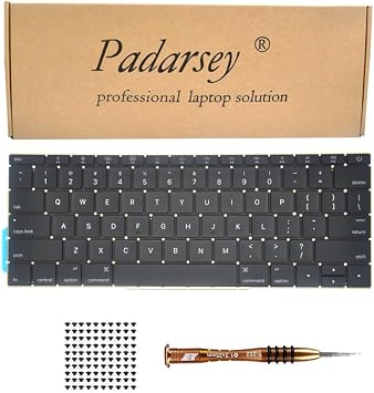 Replacement US Layout Keyboard Compatible with MacBook Pro 13" inch A1708 Without touchpad bar MacBookPro14,1 MacBookPro13,1 A1708 Late 2016 mid 2017 with 80 PCE Screws+Screwdriver