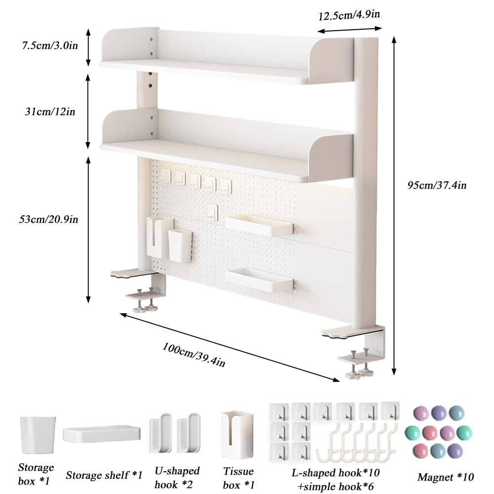 NUODWELL Scaffale organizer da scrivania, con morsetto, regolabile, libreria da tavolo per computer, con ripiani portaoggetti e pannello forato, per la privacy dell'ufficio e scrivania da gioco