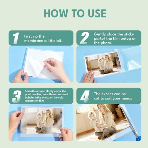 HARTWII 25 Pack Self-Sealing Laminating Pouches 4x6 Inch,10 Mil Thick Double-Sided Self Adhesive Lamination Pouches,Waterproof Photo Laminating Sheets No Laminator Machine Need - Image 7