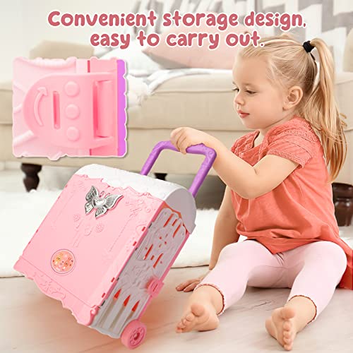Deao Kids Dollhouse Playset Portable Dollhouse Girls Pretend Play Doll House With Furniture & Carrying Handle Birthday Gifts For Age 3-6 Year Old Kindergarten Toddlers Preschoolers #TOP6