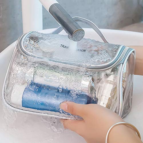 Bolsa de maquiagem, bolsa de maquiagem feminina portátil transparente para viagem, bolsa de higiene