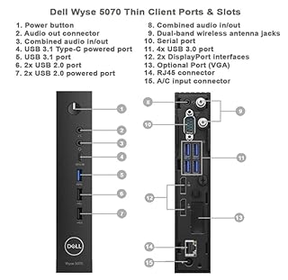 Dell Wyse 5070 Mini ordinateur de bureau Intel Pentium Silver J5005 1,5 GHz, 8 Go de RAM, SSD 256 Go, USB WiFi, Bluetooth, support 4K, clavier et souris QWERTY américains, Windows 11 Pro