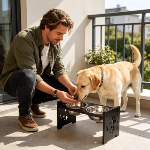 Distributeur d'eau chat surélevé bois multi-animaux