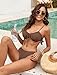 ZAFUL Women High Cut Bikini Sets String Sexy Swimsuit Two Piece Underwire Bathing Suit Brazilian Cheeky Cut Out Cute Swimwear Coffee M