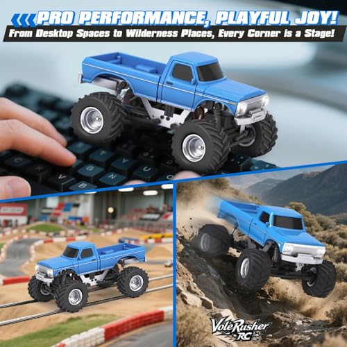 Image of [4WD Edition 1 /36 Scale Mini RC Crawler Car, Toys for Age 8-14 Old Birthday Gifts, Micro RC Truck 4x4 Small Cars with Off Road Full Proportional RTR 2.4GHz Remote - Blue