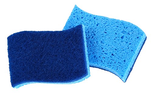 Superio Non-Scratch Cellulose Sponge Kitchen Scrub Sponges With Scouring Pad Set, Good For Non-Stick Cookware Frying Pan, Pot, Counter Top, Sink Scrubbing, Kitchen Scrubbers, Pack Of 1, Blue #TOP2