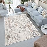 TAPISO Venezia Teppich Kurzflor Grau Taupe Creme Modern Verwischt Used Effekt Design Vintage Look Wohnzimmer Schlafzimmer ÖKOTEX 200 x 300 cm