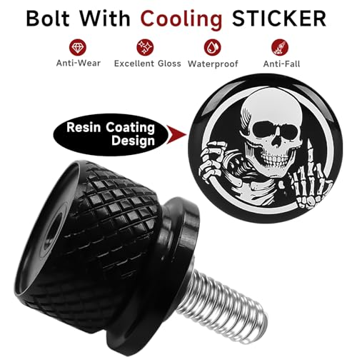 Image of Rear Seat Bolt Screw w /Nut Stainless 1 /4 inch-20 Thread Skull Pattern Knurled | Fits for Harley Touring Fits for Sportster Softail Dyna CVO Fits for Fatbob Electra Glide Fits for Street Glide