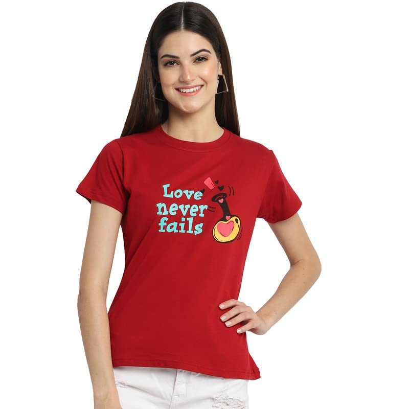 Image of Preneum Women's Letter Print Regular Fit T-Shirt