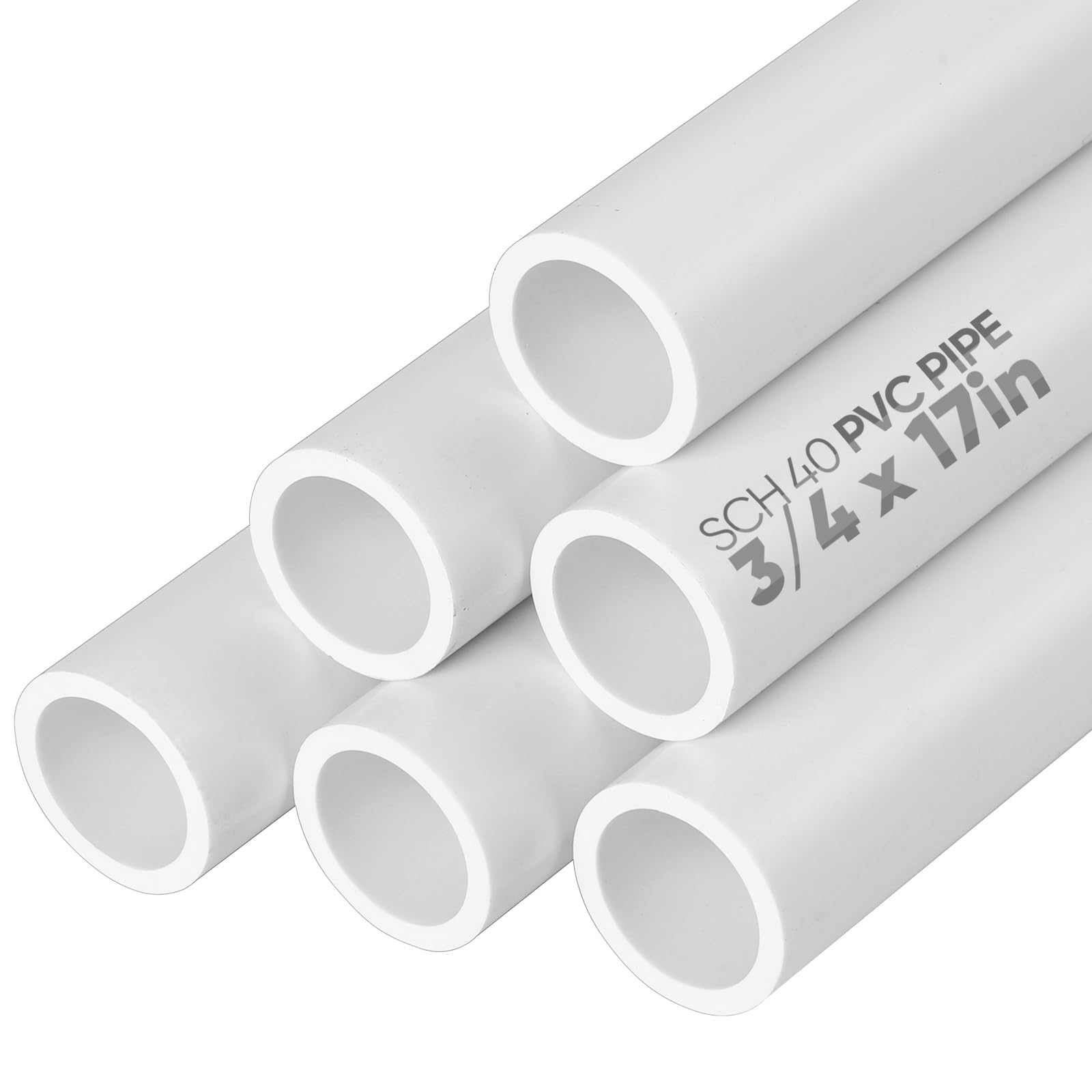 DOUYUDAO Schedule 40 White PVC Pipes, 6Pcs 3/4 Inch PVC Pipe, 17" Long