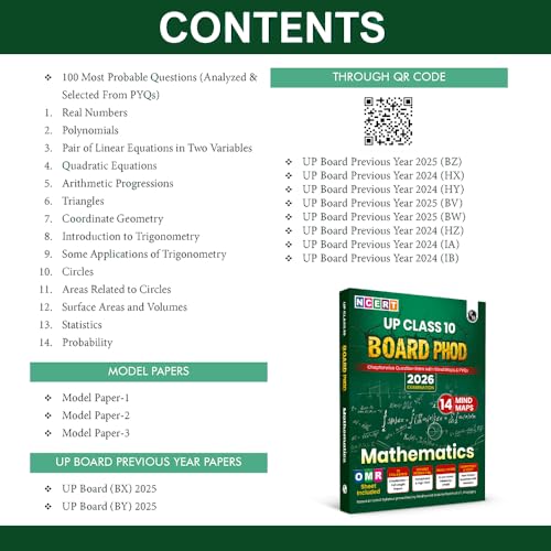 Image of PW UP Board Phod Class 10 Maths Question Bank Chapterwise with 14 Mind Maps and PYQs For 2026 Board Exam | 100 Most Probable Questions and Model Papers with OMR Sheet