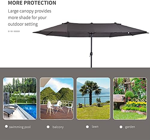 Outsunny 4.6m Garden Parasol Double-Sided Sun Umbrella Patio Market Shelter Canopy Shade Outdoor - NO BASE
