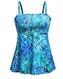Blue Leaves Tankini Swim Tops for Women - Bathing Suit Top No Bottom 2025 Bandeau Swimsuit Tops 20W