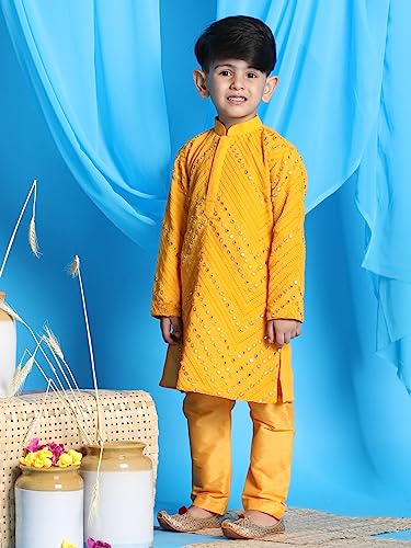 Image of VASTRAMAY Boys' Kurta Pyjama Set | Georgette Kids Ethnic Festive Outfit | Traditional Outfit