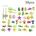 BASOYO Angelspielzeug Spielset, Zufällige Farbe 39 Stück Plastik Magnetisch Schwimmendes Angelbadespielzeug für Kinder Kleinkinder, Set Baby Bad Spielzeug Angelspiel Kinder für drinnen Outdoor Spaß