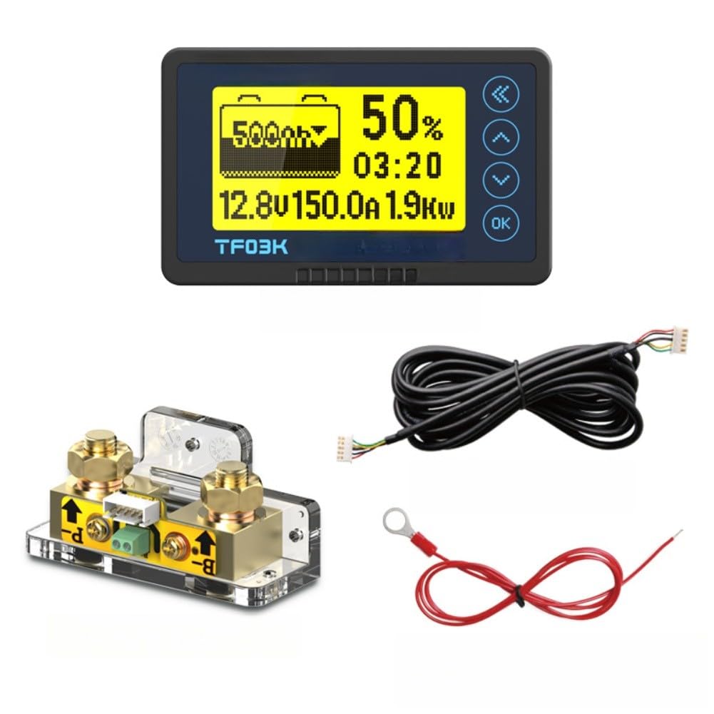 TF03KH monitor baterii 8-120 V, miernik pojemności fosforanu litowego i żelaza z dokładnością 0,5%, wyświetlanie w czasie rzeczywistym napięcia/prądu, do 500 A, do przyczep kempingowych i