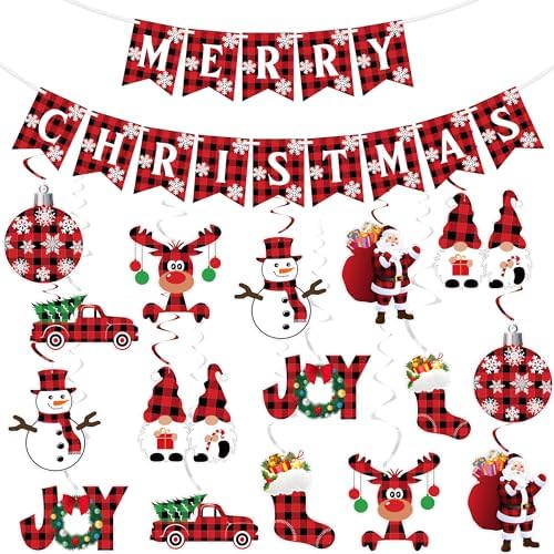 4-Pack Christmas Tree Garland With Glitter Stars - 12.5 Ft Each, Green & Gold Paper Banner For Ceiling, Party, Baby Shower Decor - View #9