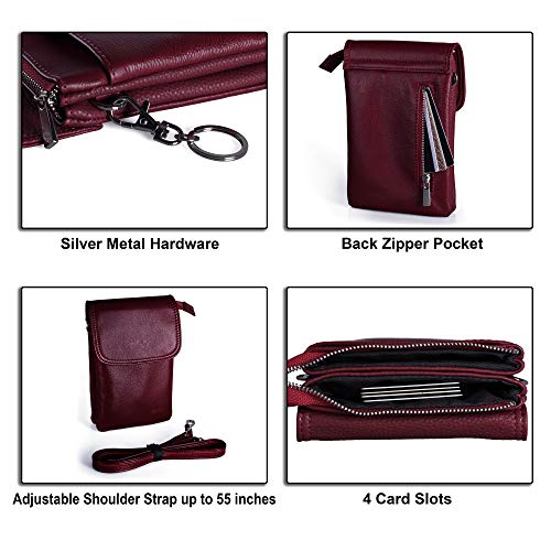 Image of befen Genuine Leather Small Crossbody Bags for Women Cell Phone Bag Cross Body Purses,Silver Zipper