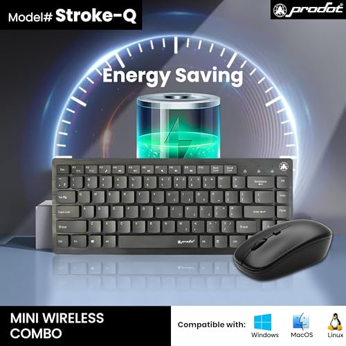 Image of ProDot Laptop Size Mini Wireless Keyboard and Mouse Combo | 2.4GHz USB Nano Receiver | Slim Keyboard with Silent Keys | Ergonomic Optical Mouse | Plug & Play for Laptop, PC, Windows, Mac