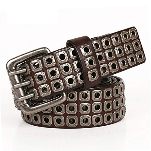 JSEIAJB Heavy Metal Cowboy Belt Genuine Leather Belts for Men Cross Rivet Jeans Belt Male Strap3