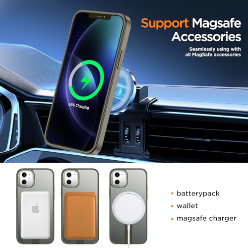 EMMPITU for iPhone 14 Pro Max Case with Kickstand, Compatible with MagSafe, [Invisible Stand] Anti-Slip Shockproof Military-Grade Protection, Magnetic Protective Phone Case for iPhone 14Pro Max, Gray by EMMPITU - Used condition - Image 4