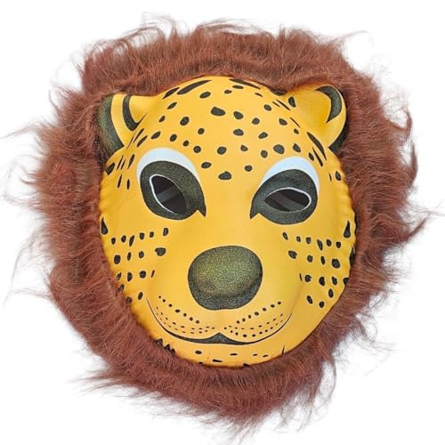 Image of PoPo Toys Animal Cheetah Face Mask for Kids | Party Supplies for an Animal Themed Halloween /Holi | Pack of 1 (Any One Assorted Color