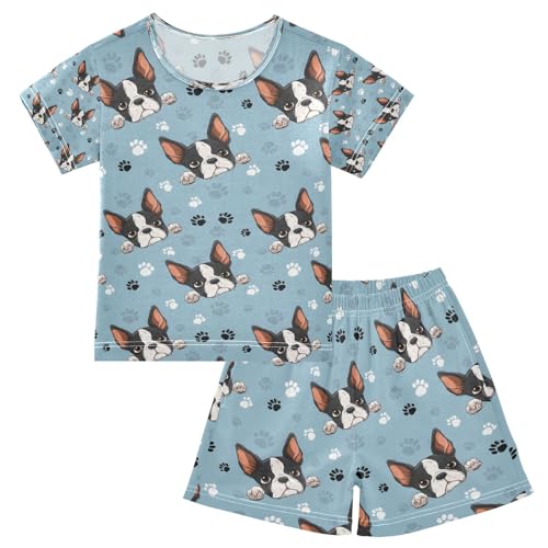 senya Puppy Head Cute Cartoon Summer Pajamas Set Short Cotton Sleepwear 2 Piece