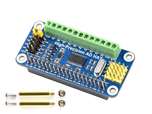 IBest High-Precision AD HAT Compatible with Raspberry Pi 4B/3B+/3B/2B/Zero/W/Zero WH, Jetson Nano Expansion Board with ADS1263 10-CH 32-bit High Precision ADC 24-bit Auxiliary ADC