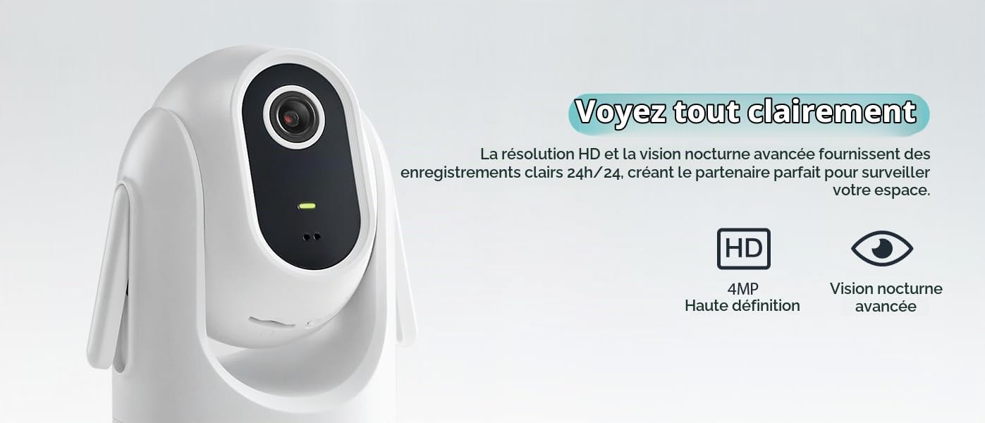Dahua Caméra réseau Wi-FI panoramique et inclinable d'intérieur à focale Fixe 4 MP - DH-H4C