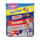Butterfinger, Crunch, Baby Ruth, and 100 Grand, Assorted Fun Size Chocolate-y Treats, 55 Count Party Pack, 33.6 oz