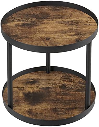 Giikin 2 Tier Lazy Susan Organizer, 2 Tier Spice Turntable Organizer, Circle Rotating Lazy Susan Turntable for Kitchen Countertop and Cabinet, 9.8 Inches (Rustic Brown)