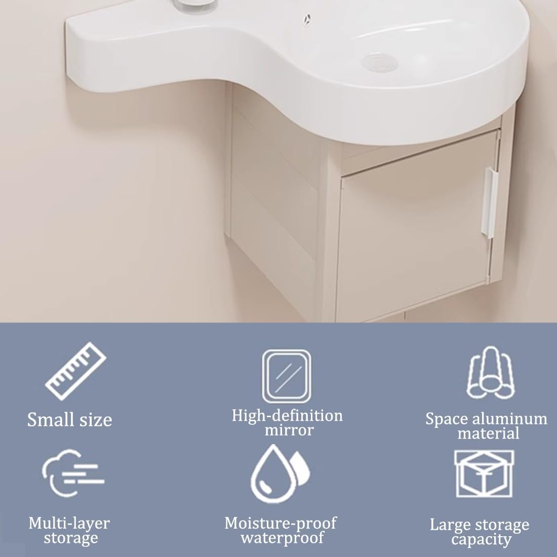 Bathroom Vanity Sink, Matching Mirror Medicine Cabinet Combo Set, Corner Hanging hand washing station, Floating laundry tub with Shelf Storage Organizer Corner Narrow Cabinet for Kitchen, Living Room