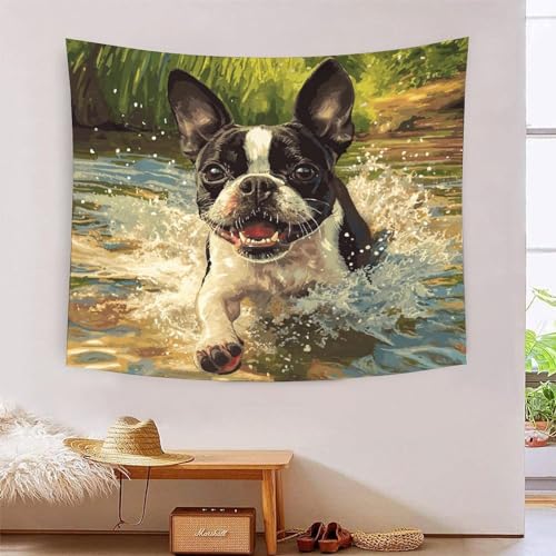 Tapisserie art mural 3D chien décoration grand tissu chambre et salon 180x230