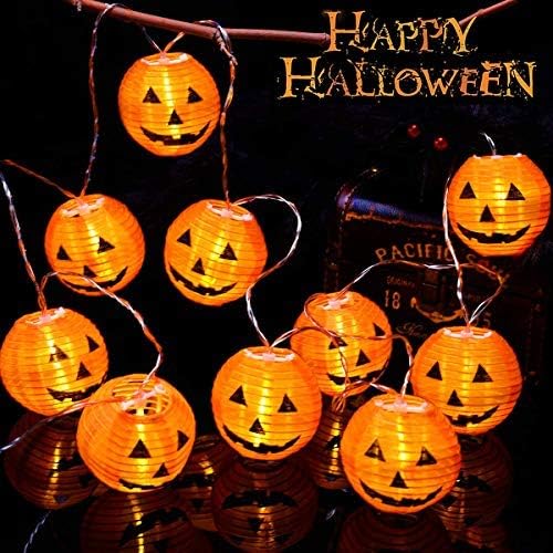 XIYUNTE Halloween Pumpkin Lanterns String Lights, Battery Powered 10 LED Pumpkin String Lights, DIY 3D Jack-O-Lantern Orange Pumpkin Lights for Indoor/Outdoor Halloween Decorations