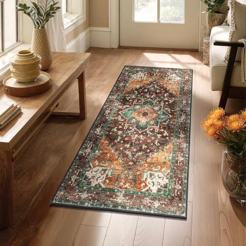 Yamaziot Washable Runner Rug, 2x4 Non-Slip Boho Vintage Hallway Kitchen Rug