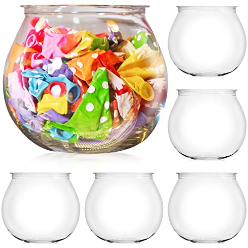 [6 Pack] 27 Ounce Largest Mini Plastic Fish Bowls for Decoration – Fun Sized Fish Bowls for Drinks to Start the Party – Clear Vase for Stunning Centerpieces – Set – Craft Vase Round Clear
