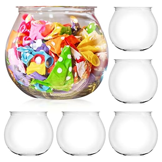 [6 Pack] 27 Ounce Largest Mini Plastic Fish Bowls for Decoration - Fun Sized Plastic Fish Bowls for Drinks to Start the Party - Clear Plastic Vase for Stunning Centerpieces - Plastic Fish Bowl Set