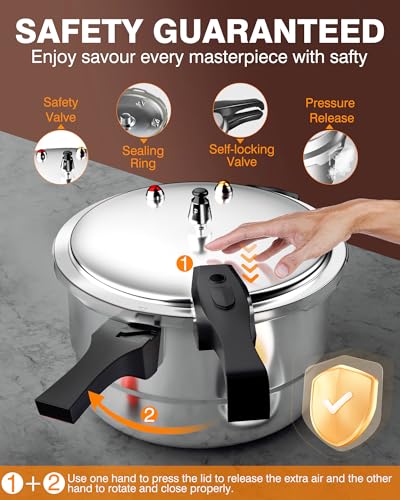 Image of WantJoin 12Qt Aluminum Pressure Cooker w /Release Valve & Multiple Protective Devices,Pressure Canner Compatible with Gas & Induction Cooker,Canner Rack Included