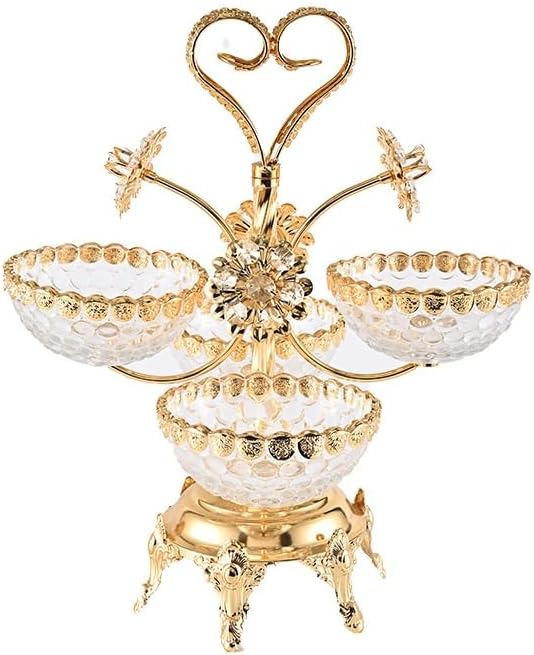 Golden Dessert Table Fruit Dim Sum Snack Plate Cake Stand Ornament