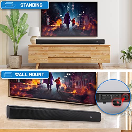 Pyle Tv Speaker - Quality Audio Soundbar For Tv With Bluetooth, Support 4K & Hdmi Tv's, Wall Mountable, 32" W/Remote Control, Coaxial & Rca Cables, Class D Stereo Power Digital Amplifier - Psbv30Bt #TOP2
