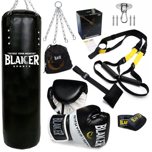 BLAICER Saco de Boxeo sin Relleno Equipado con Guantes...
