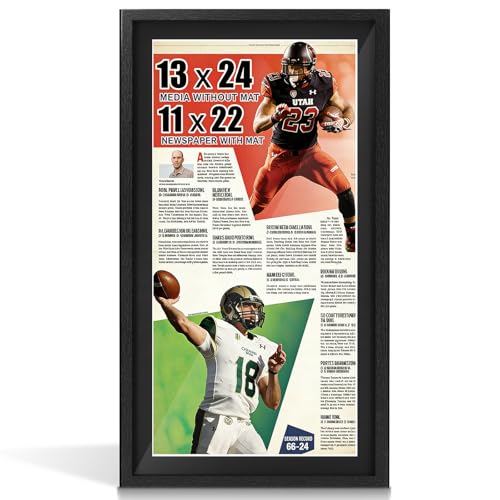 Image of JupDec 11 x 22 Up to 13 x 24 Newspaper Frame, Premium Wood Display Case with Acrylic Panel, Wall Mount or Tabletop Stand, Perfect for Home & Office Decor, Ideal Gift for Collector, 1 Pack, Black