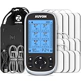 AUVON 3-in-1 TENS Unit Muscle Stimulator, EMS Massage Machine with 40 Intensities for Gradual Shoulder, Sciatica, Back Pain Relief, 24 Modes Rechargeable Electronic Pulse Massager with 12 TENS Pads