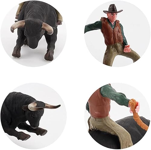 Miniatura 5 de BLAPNK Juguete realista de figura de toro negro, figura de torero español simulado, colección de figuras de ganado, juego de ciencia preescolar
