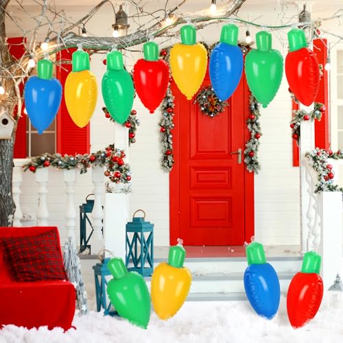 Sosation 12 Pcs 8 Inch Inflatable Christmas Light Bulbs Ornaments