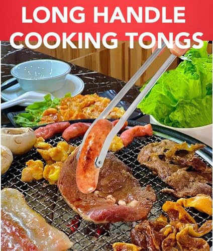 2 pinças para virar salsichas de churrasco premium, pinças de cozinha de cabo longo de 38 cm para co